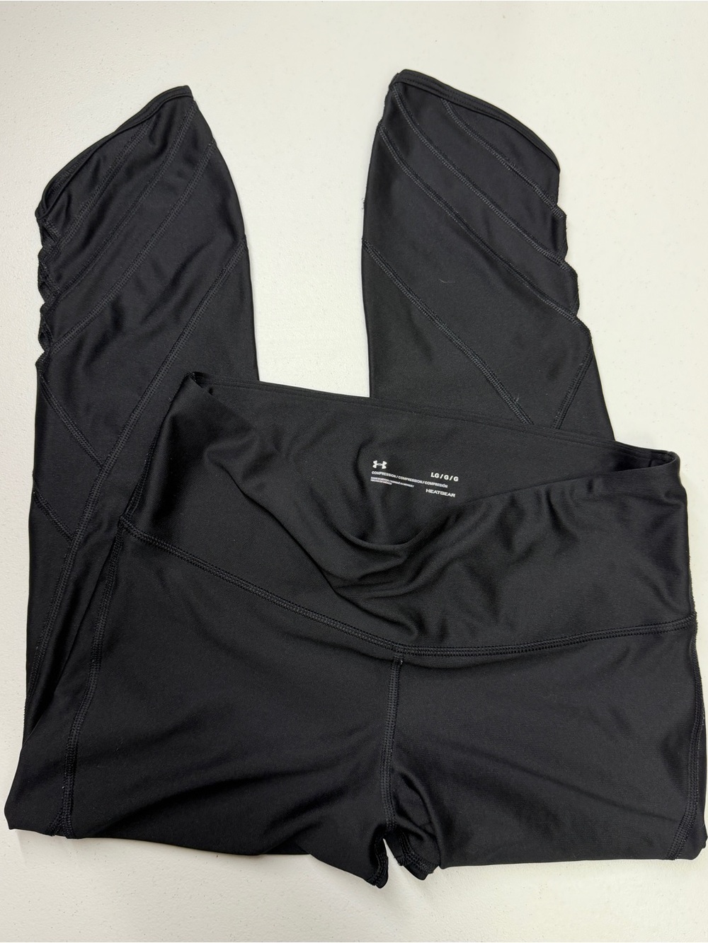 Under Armour HeatGear Compression Black Leggings Women’s Large Seam Detail